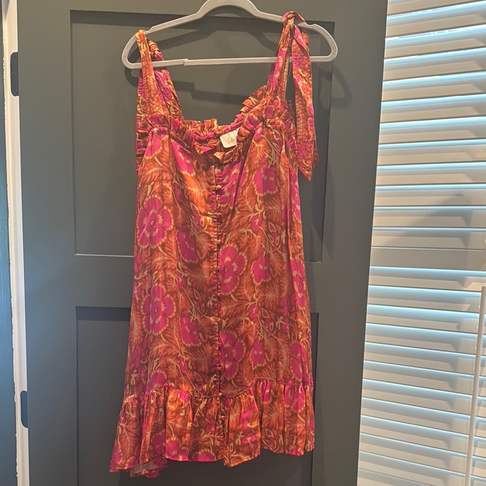 Cleobella Pink and Orange Floral Midi Dress